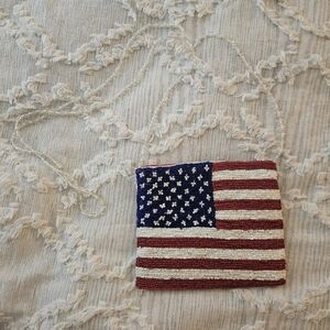 Vintage Moyna Beaded American Flag Purse